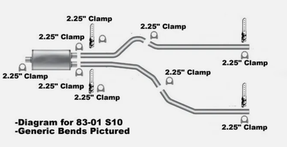 1983-2001 Chevrolet GMC S10 S15 Performance Dual Exhaust Truck - Flowmaster Super 44