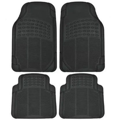 3-Row All-Weather Rubber Car Floor Mats & Cargo Cover Trunk Liner Max Duty Black