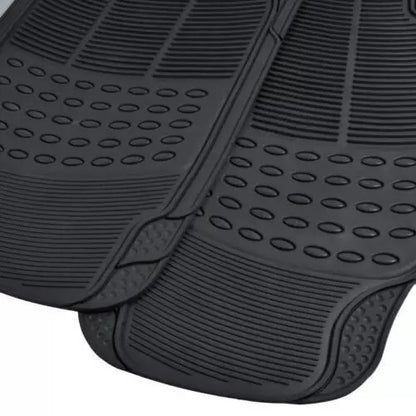 3-Row All-Weather Rubber Car Floor Mats & Cargo Cover Trunk Liner Max Duty Black