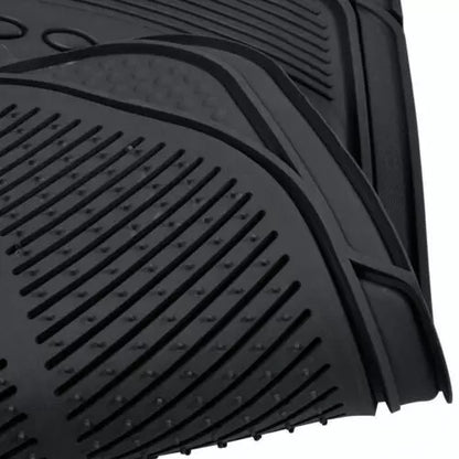 3-Row All-Weather Rubber Car Floor Mats & Cargo Cover Trunk Liner Max Duty Black