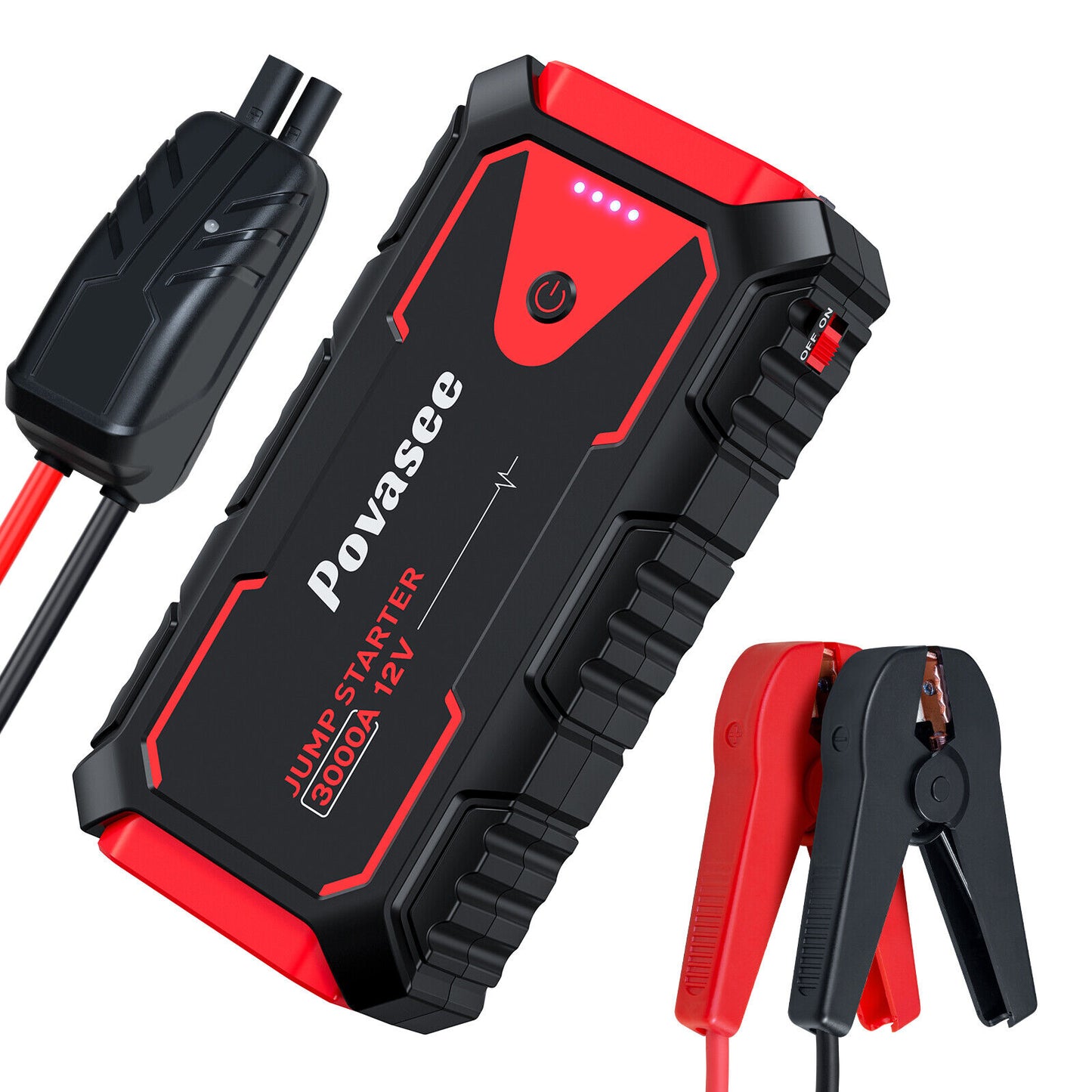 Povasee 3000A Car Jump Starter Booster Jumper Portable Power Bank Battery Charge