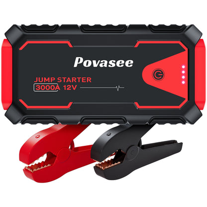 Povasee 3000A Car Jump Starter Booster Jumper Portable Power Bank Battery Charge