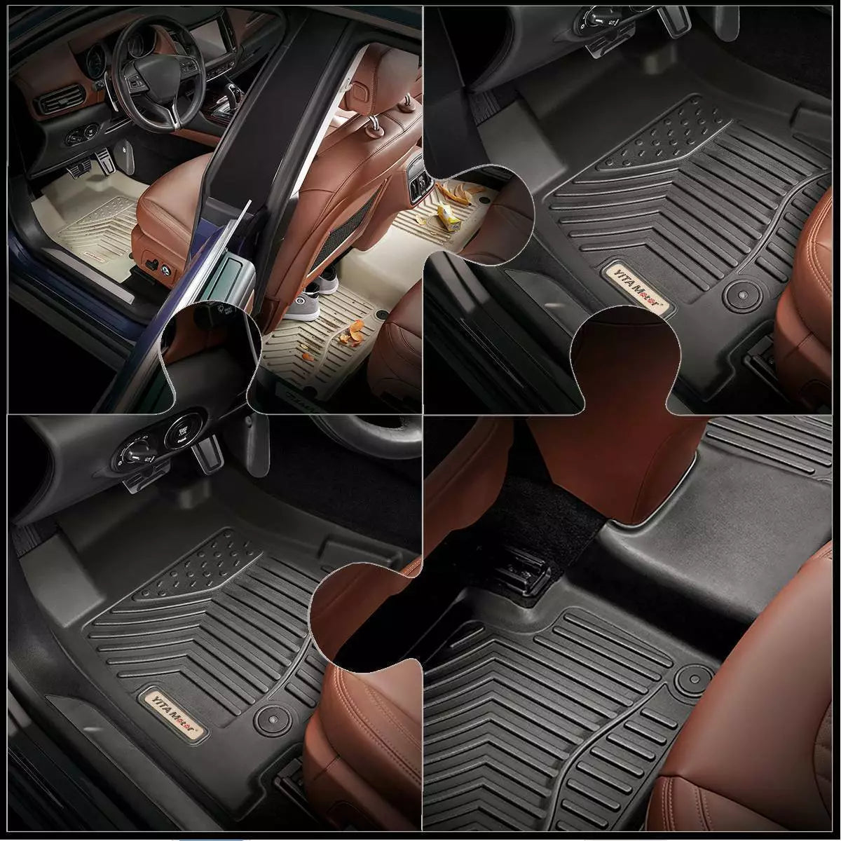 3D All-Weather Car Floor Mats Liner for 2017-2024 Ford F-250 Super Duty Crew Cab