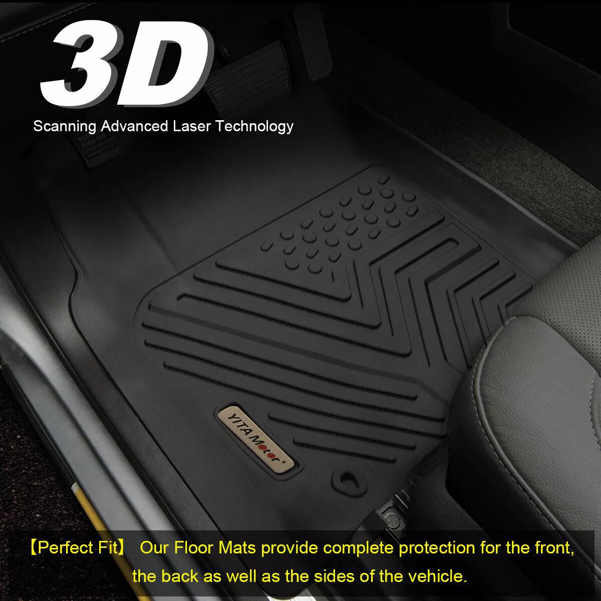 3D All-Weather Car Floor Mats Liner for 2017-2024 Ford F-250 Super Duty Crew Cab