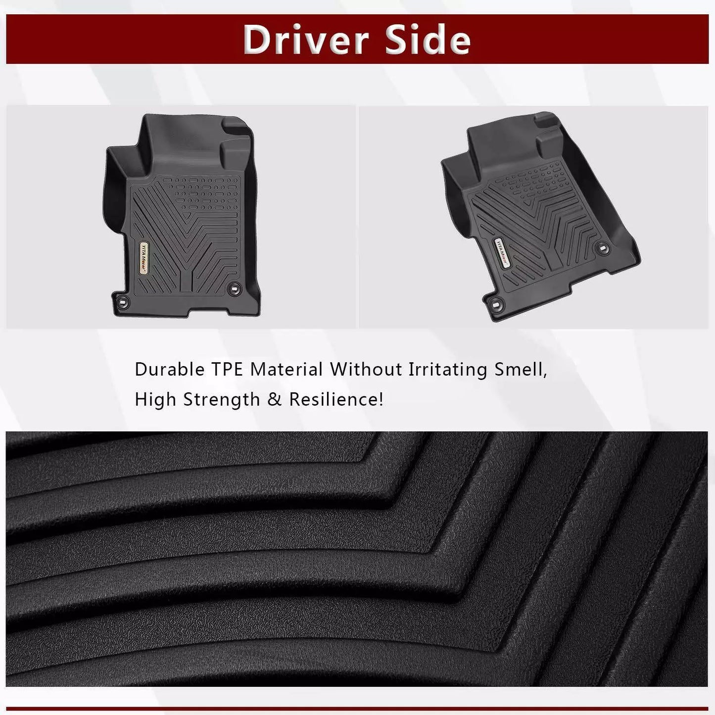 3D Floor Mat Liners for 2013-2017 Honda Accord Sedan 1st & 2nd Row Rubber TPE