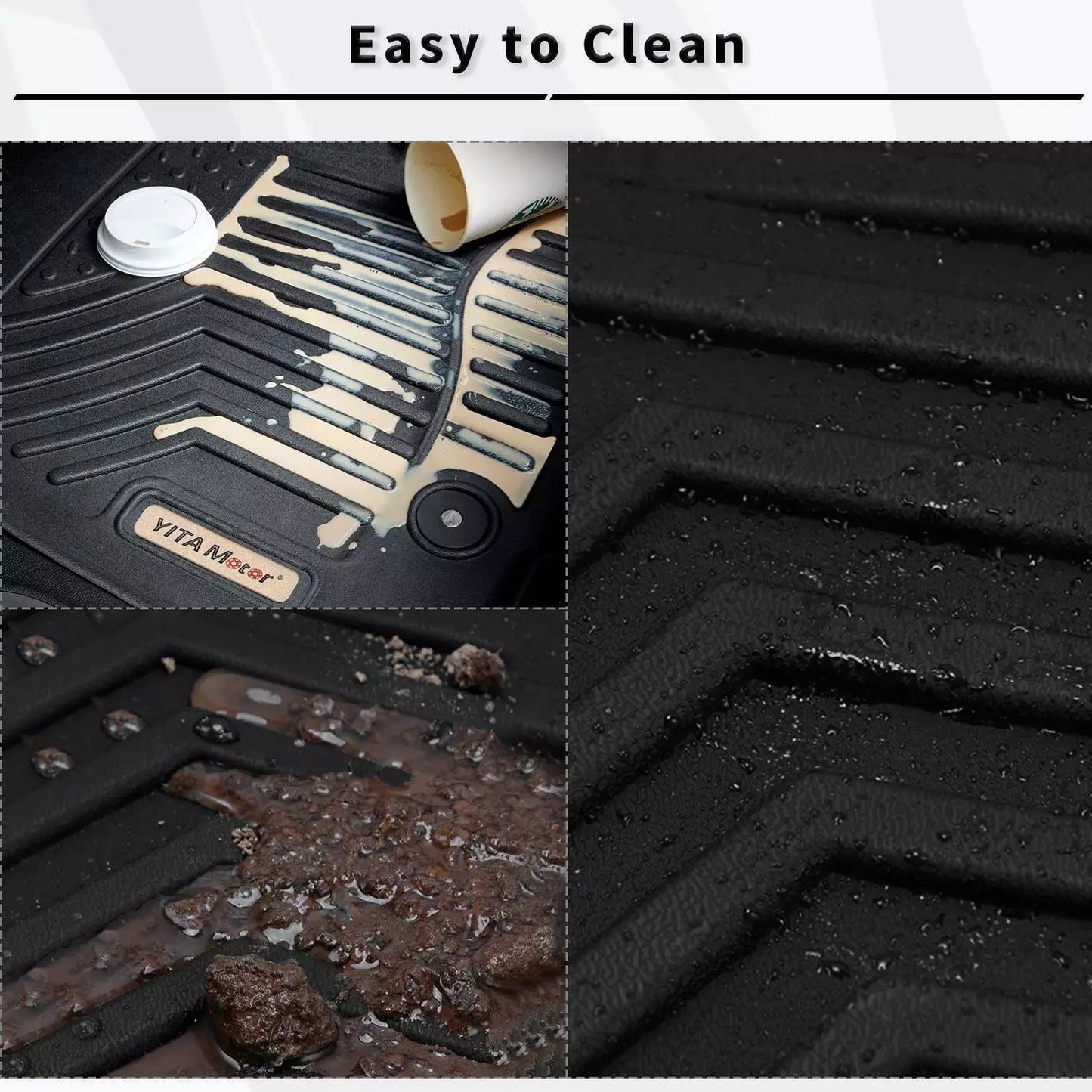 3D Floor Mats for 2014-2018 Silverado GMC Sierra 1500 Crew Cab All-Weather Liner