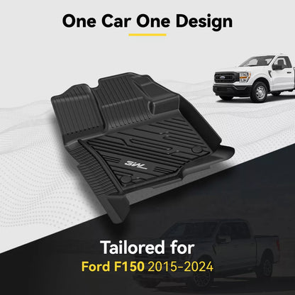 3W TPE Floor Mats for 2015-2025 Ford F-150/F-150 Lightning Super Crew Cab Liner