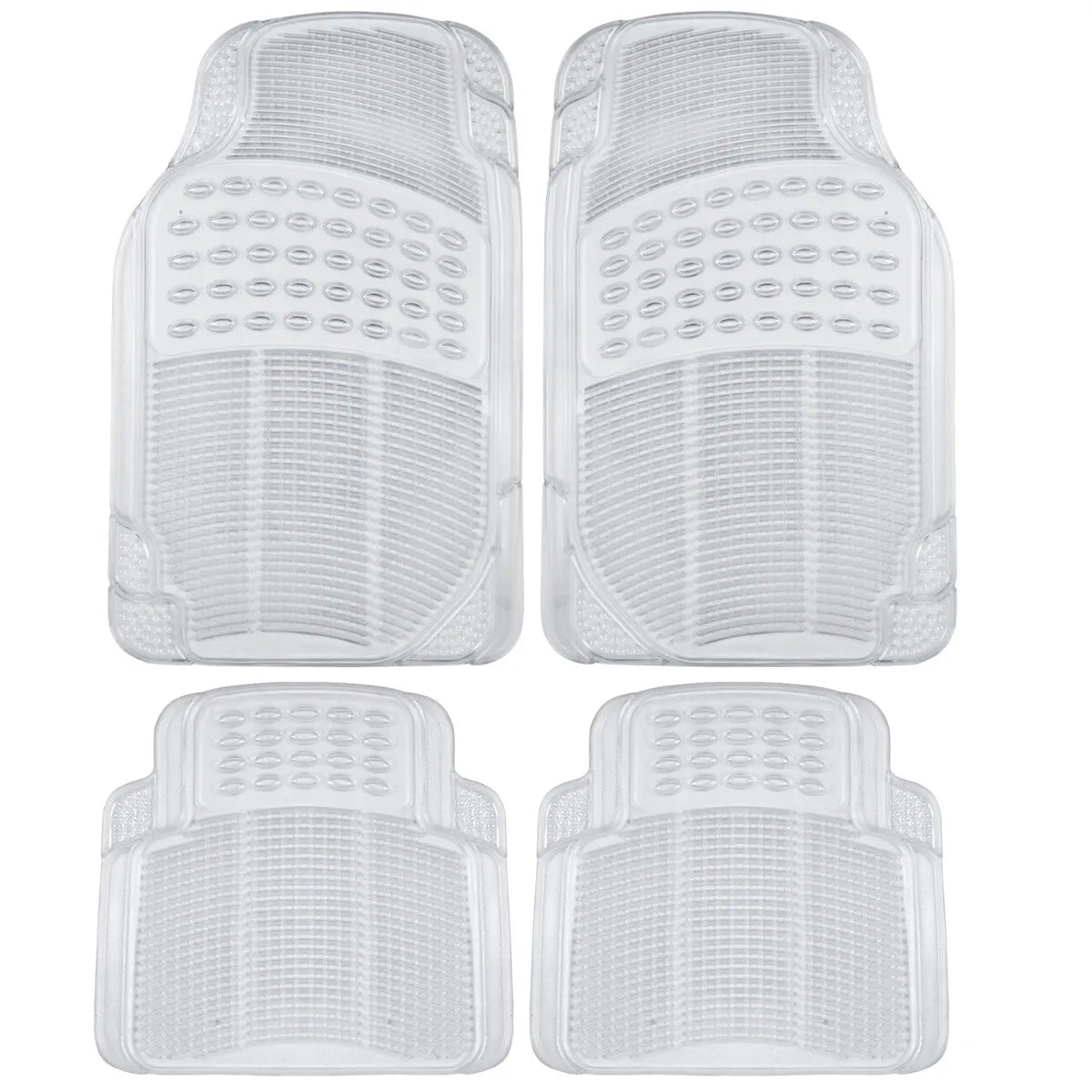 4-Piece Transparent Rubber Car Floor Mats - Heavy Duty All-Weather Clear Front/Rear