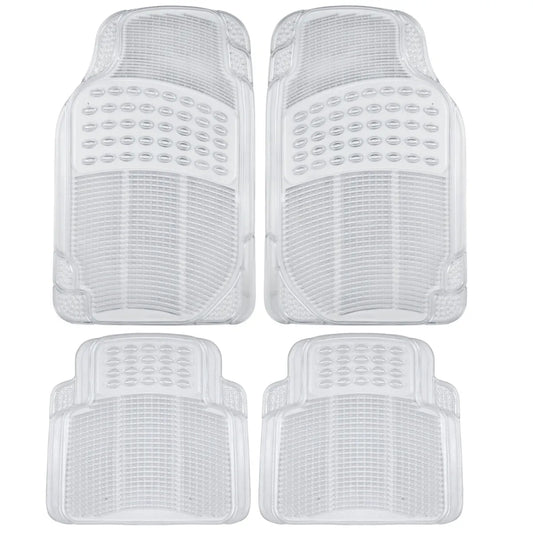 4-Piece Transparent Rubber Car Floor Mats - Heavy Duty All-Weather Clear Front/Rear