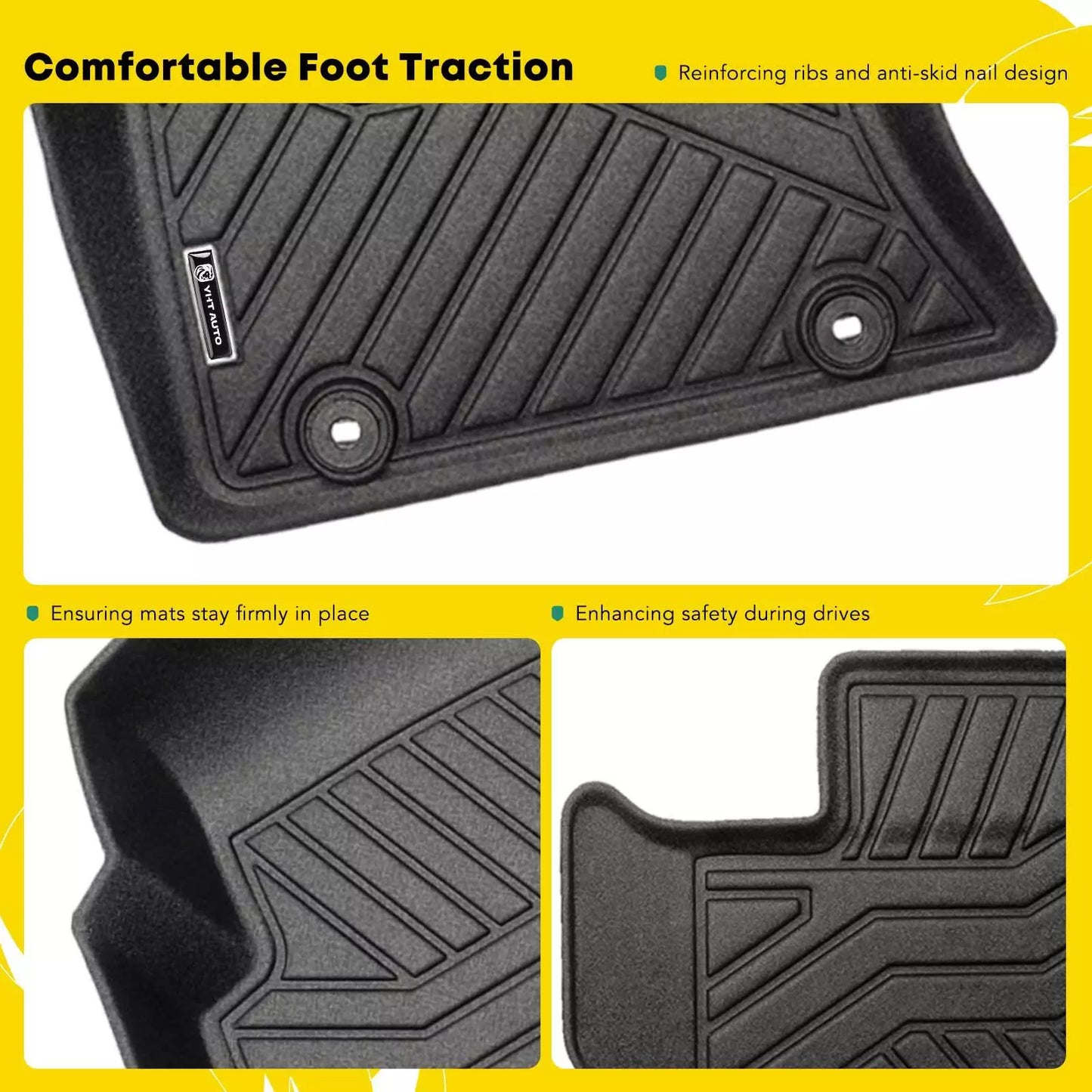 4x Black Front & Rear Floor Mats Liners for Dodge Challenger 2011-2022 2023 RWD