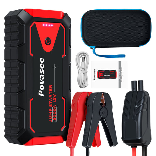 Povasee 3000A Car Jump Starter Booster Jumper Portable Power Bank Battery Charge