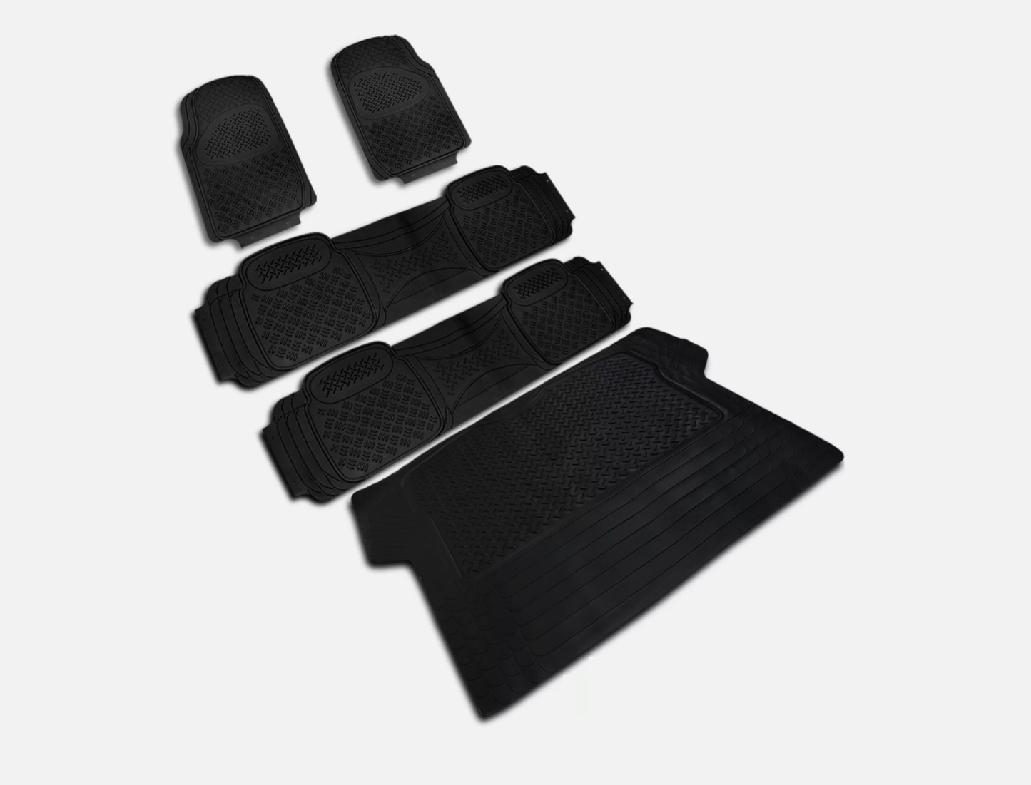 5PC Front+Rear+Cargo Liner Semi-Custom Heavy Duty Rubber Floor Mats Carpet Black