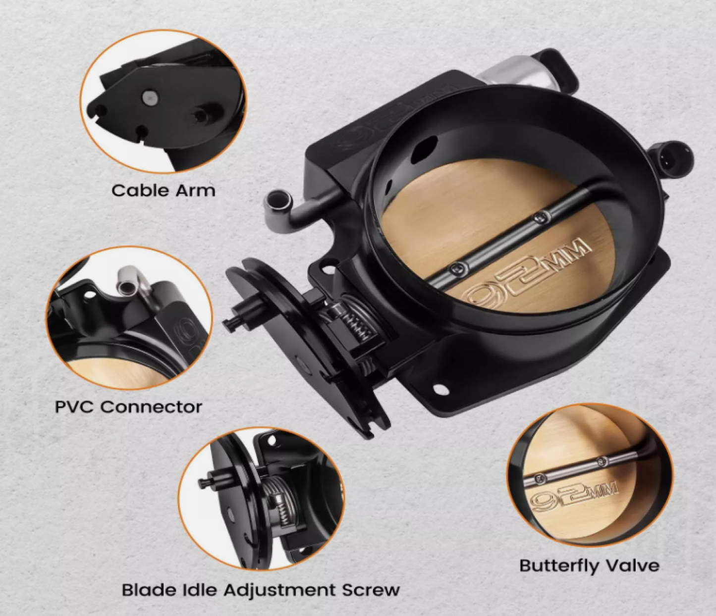 92mm Throttle Body with TPS and IAC Sensor for LSX LS LS1 LS2 and LS7 Engines