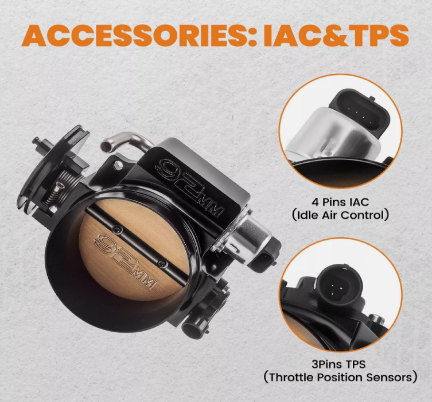 92mm Throttle Body with TPS and IAC Sensor for LSX LS LS1 LS2 and LS7 Engines