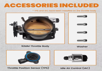 92mm Throttle Body with TPS and IAC Sensor for LSX LS LS1 LS2 and LS7 Engines