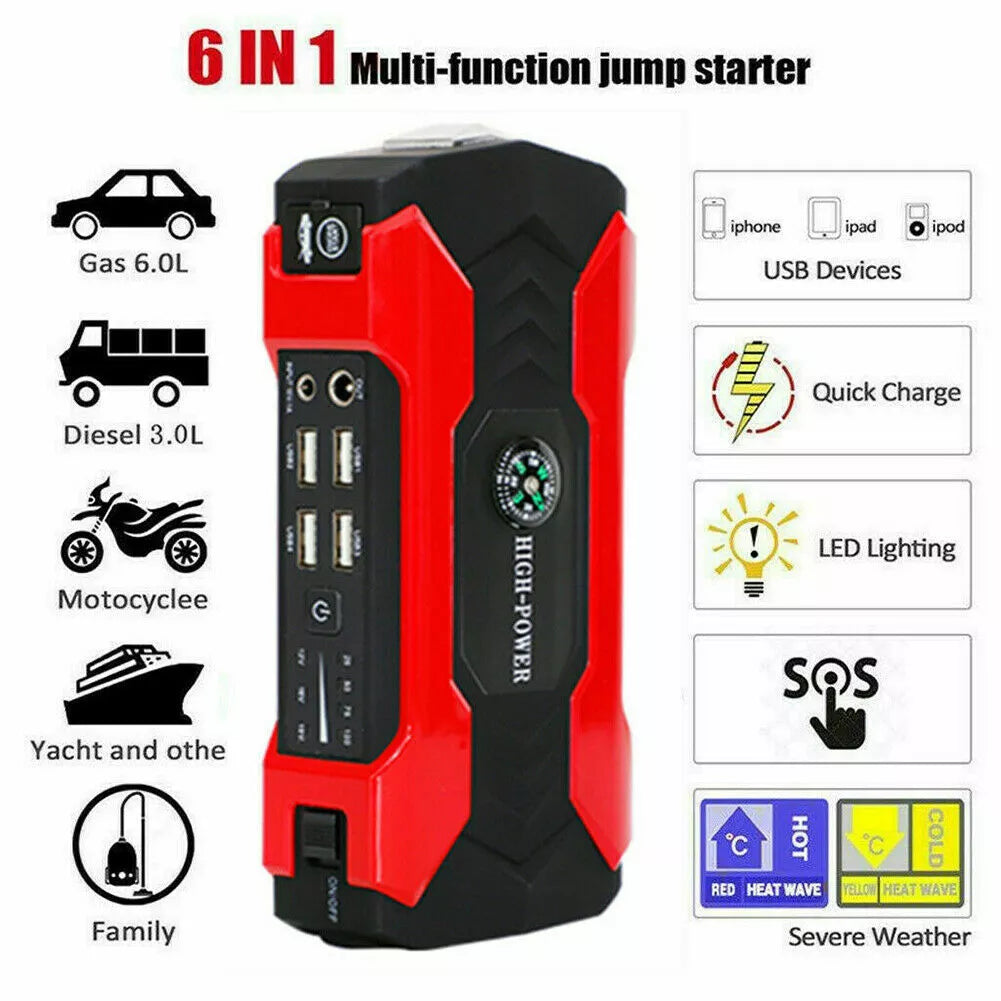 99800mAh Car Jump Starter Booster Jumper Box Power Bank Battery Charger Portable