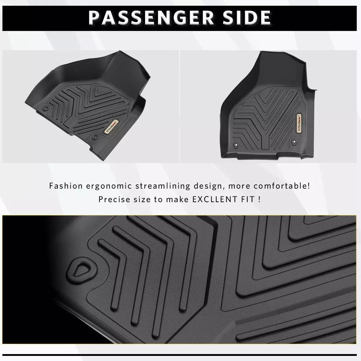 All-Weather 3D Molded TPE Floor Mats Liners for 2012-2018 Dodge Ram 1500 Quad Cab