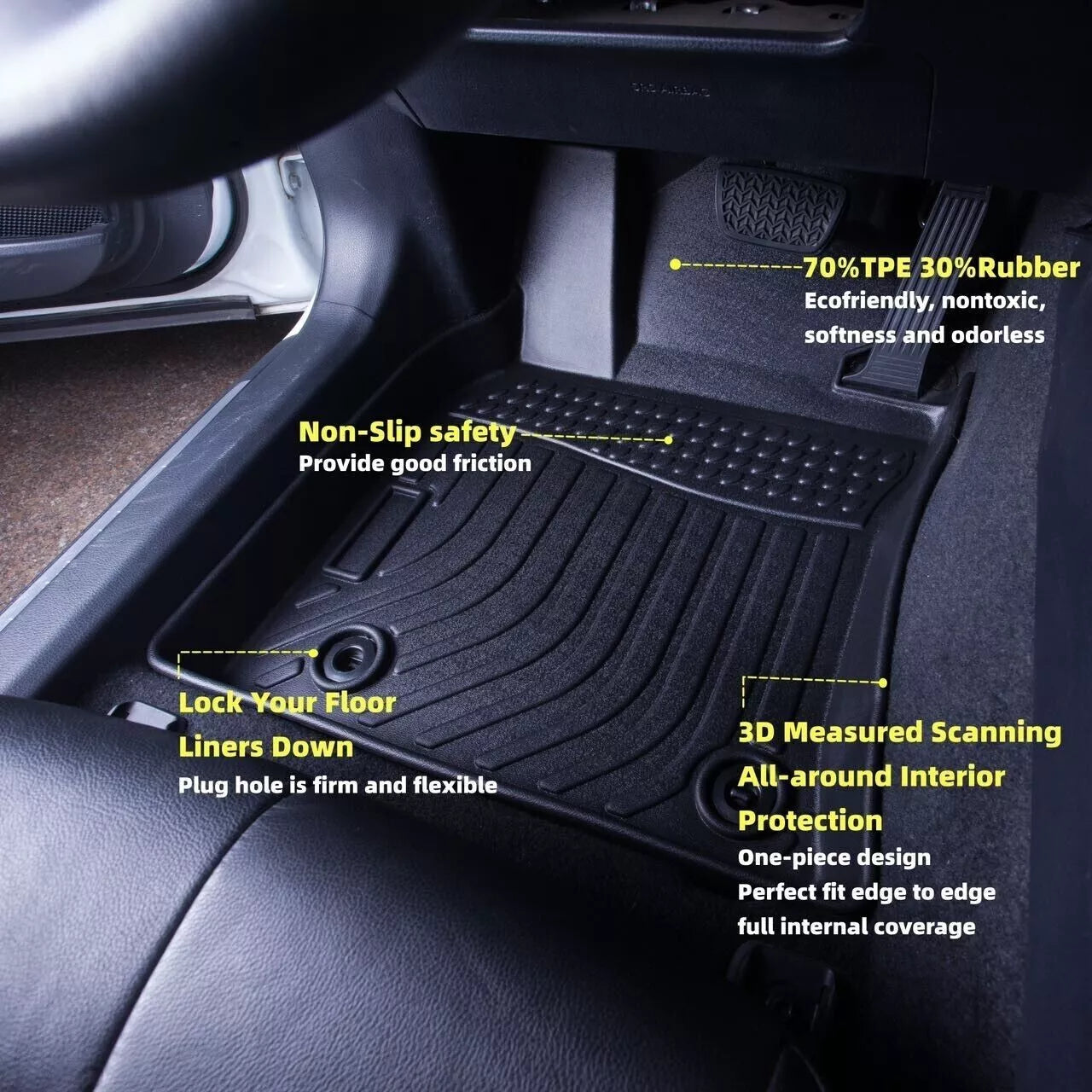 All-Weather Floor Mat Liners for 2016-2021 Honda Civic Sedan & Hatchback 4-Door Models