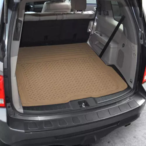 All-Weather Rubber Van SUV Floor Mat Trunk Cargo Liner 3 Row 5pc Full Set Beige