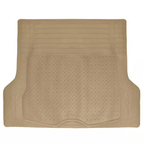 All-Weather Rubber Van SUV Floor Mat Trunk Cargo Liner 3 Row 5pc Full Set Beige