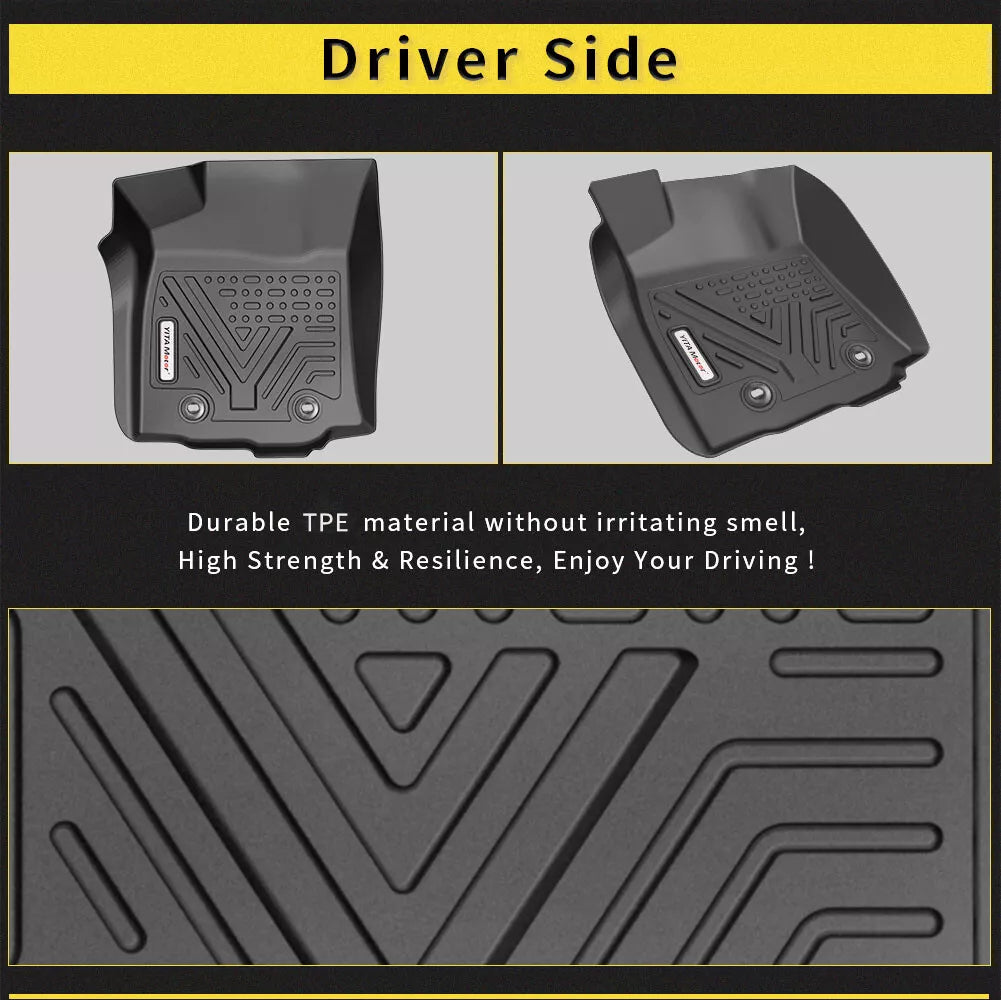 All Weather 3D TPE Floor Mats for 2016-2017 Toyota Tacoma Double Cab Floor Liner