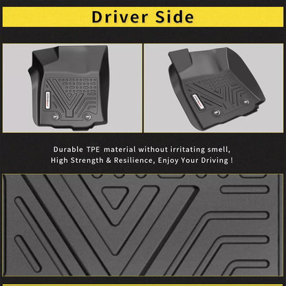 All Weather 3D TPE Floor Mats for 2016-2017 Toyota Tacoma Double Cab Floor Liner