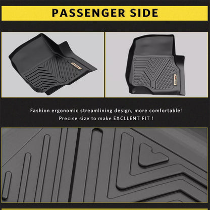 All Weather Floor Mats for 2015-2024 Ford F-150 Super Crew Cab Black TPE Liners