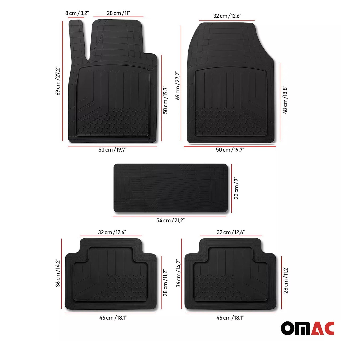 Black Semi-Custom Fit Floor Mats Liner All Weather for Ford Explorer Waterproof