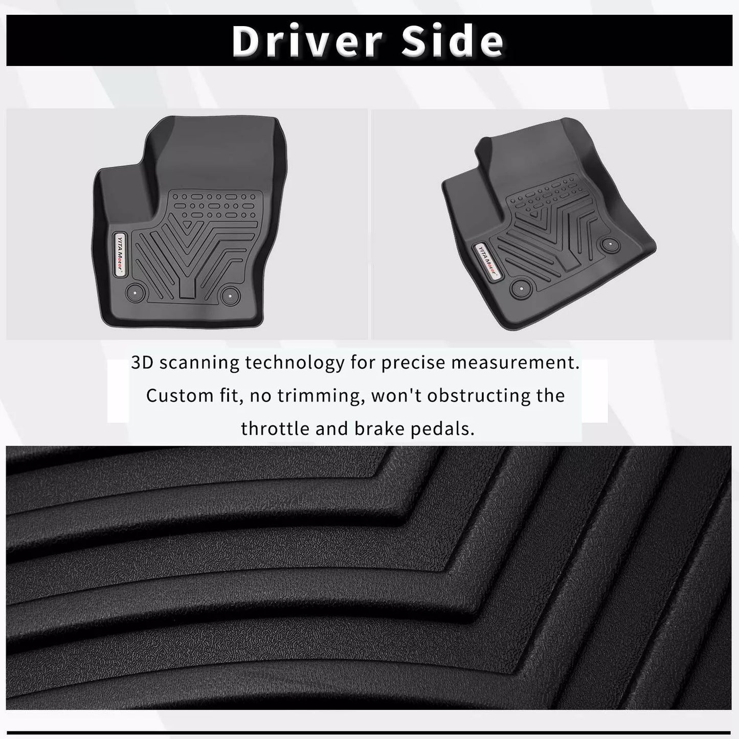 Car Floor Mats for 2013-2019 Ford Escape and 2013-2018 C-Max All Weather TPE Liners