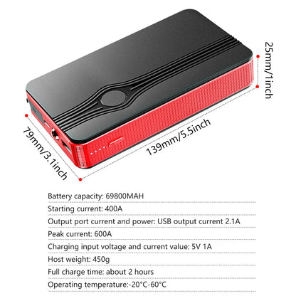 Car Jump Starter 69800mAh Booster Jumper Box Power Bank Battery Charger Portable