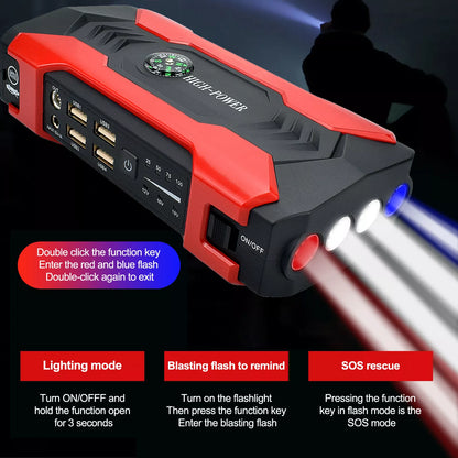 Car Jump Starter 99800mAh Booster Jumper Box Power Bank Battery Charger Portable