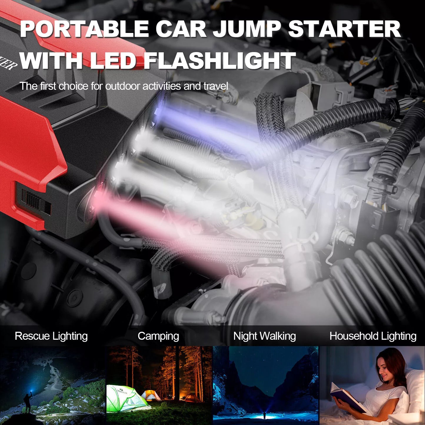 Car Jump Starter 99800mAh Booster Jumper Box Power Bank Battery Charger Portable