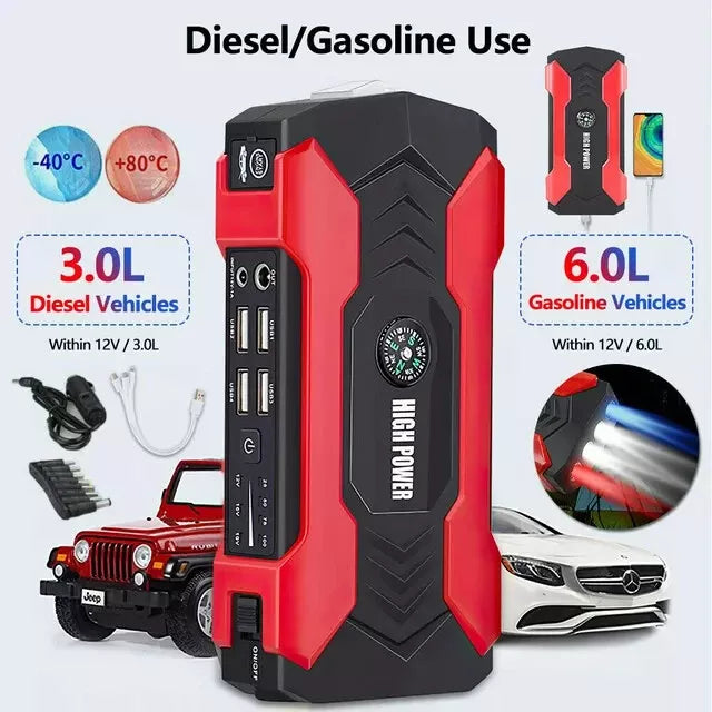 Car Jump Starter Booster Jumper Box Power Bank Battery Charger Portable 99800mAh