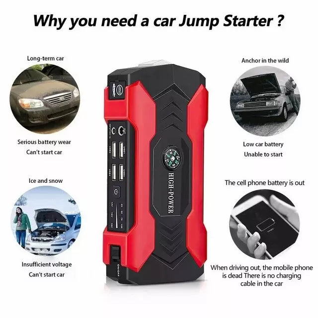 Car Jump Starter Booster Jumper Box Power Bank Battery Charger Portable 99800mAh