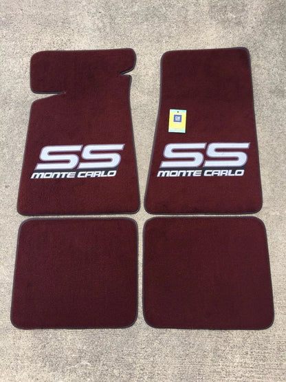 Carpeted Floor Mats - Large Gray Monte Carlo SS on Maroon