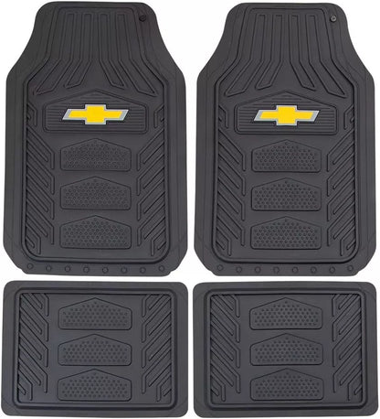 Chevy Bowtie Logo Heavy Duty Truck SUV Car All-Weather Rubber 4pc Floor Mats Set