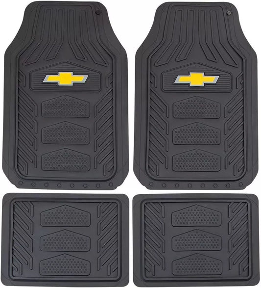 Chevy Bowtie Logo Heavy Duty Truck SUV Car All-Weather Rubber 4pc Floor Mats Set