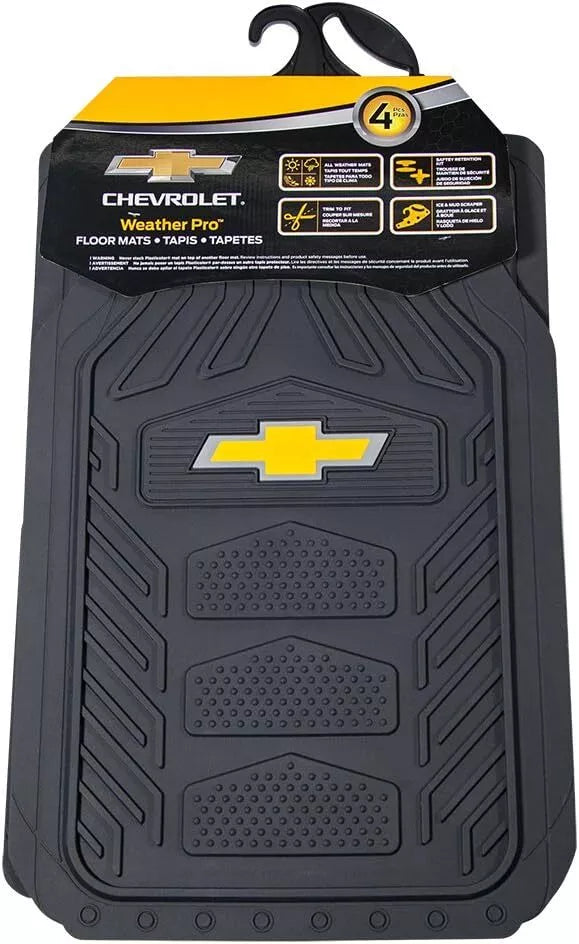 Chevy Bowtie Logo Heavy Duty Truck SUV Car All-Weather Rubber 4pc Floor Mats Set