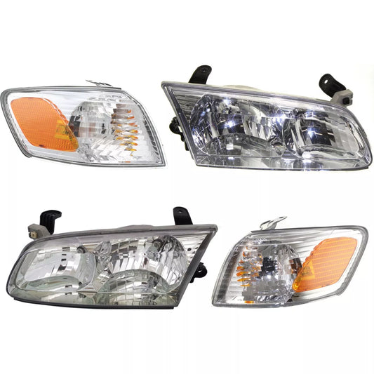 Fits 2000-2001 Toyota Camry Set Headlight Assembly - Left Right Side Halogen Corner Lights W/bulb