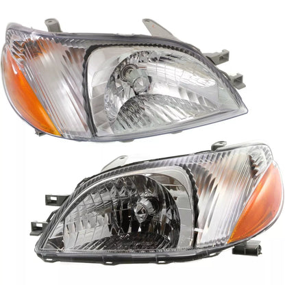 Fits 2000 2001 2002 Toyota Echo Set Headlight Assembly - Left Right Side Halogen With Bulb