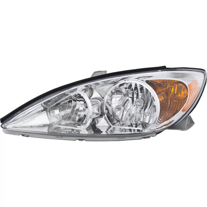 Fits 2002-2004 Toyota Camry Sedan Set Headlight Assembly - Left Right Side Halogen Chrome Housing