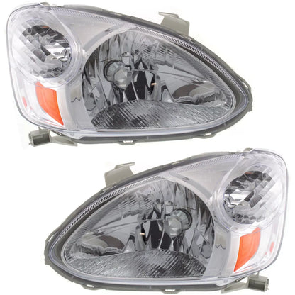 Fits 2003 2004 2005 Toyota Echo Set Headlight Assembly - Left Right Side Halogen With Bulb