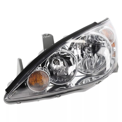 Fits 2005-2006 Toyota Camry Set Headlight Assembly - Left Right Side Halogen Chrome Housing