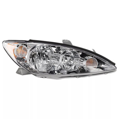 Fits 2005-2006 Toyota Camry Set Headlight Assembly - Left Right Side Halogen Chrome Housing