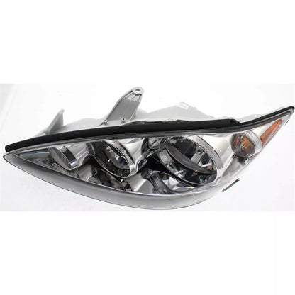 Fits 2005-2006 Toyota Camry Set Headlight Assembly - Left Right Side Halogen Chrome Housing