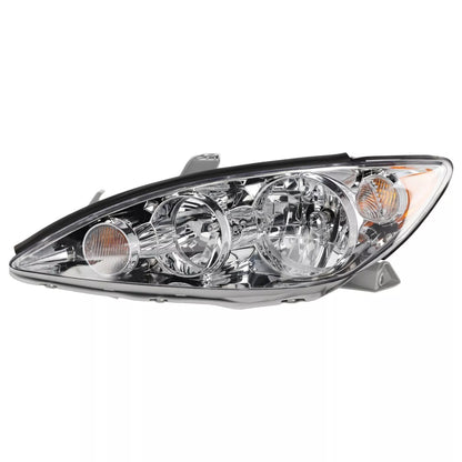 Fits 2005-2006 Toyota Camry Set Headlight Assembly - Left Right Side Halogen Chrome Housing