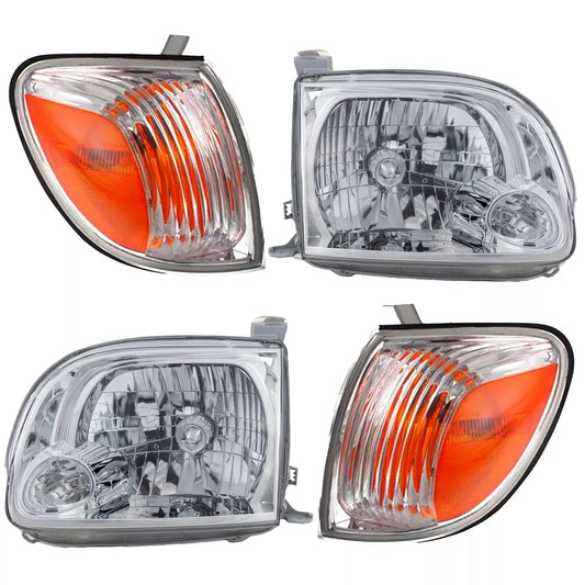 Fits 2005-2006 Toyota Tundra: Set of Headlight Assembly and Turn Signal Lights - Halogen, Includes Bulbs for Left and Right Sides