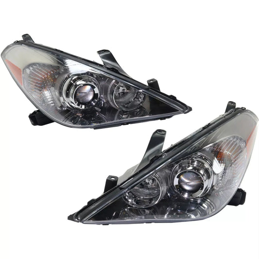 Compatible with 2007-2008 Toyota Solara Coupe Convertible: Set of Headlight Assemblies - Left Right Side Halogen with Bulbs