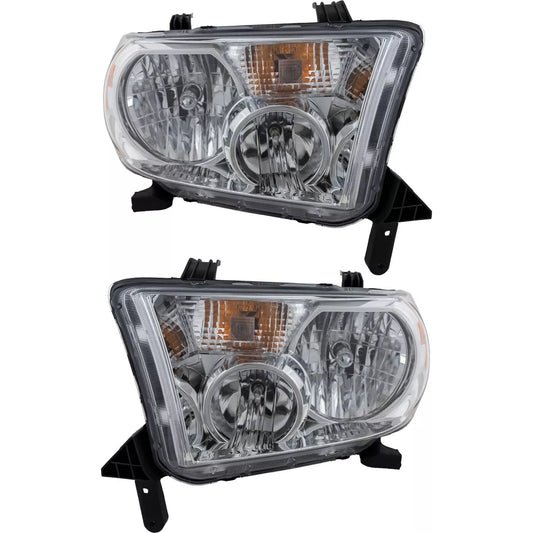 Fits 2007-2013 Toyota Tundra Set Headlight Assembly - Left Right Side Halogen With Bulb