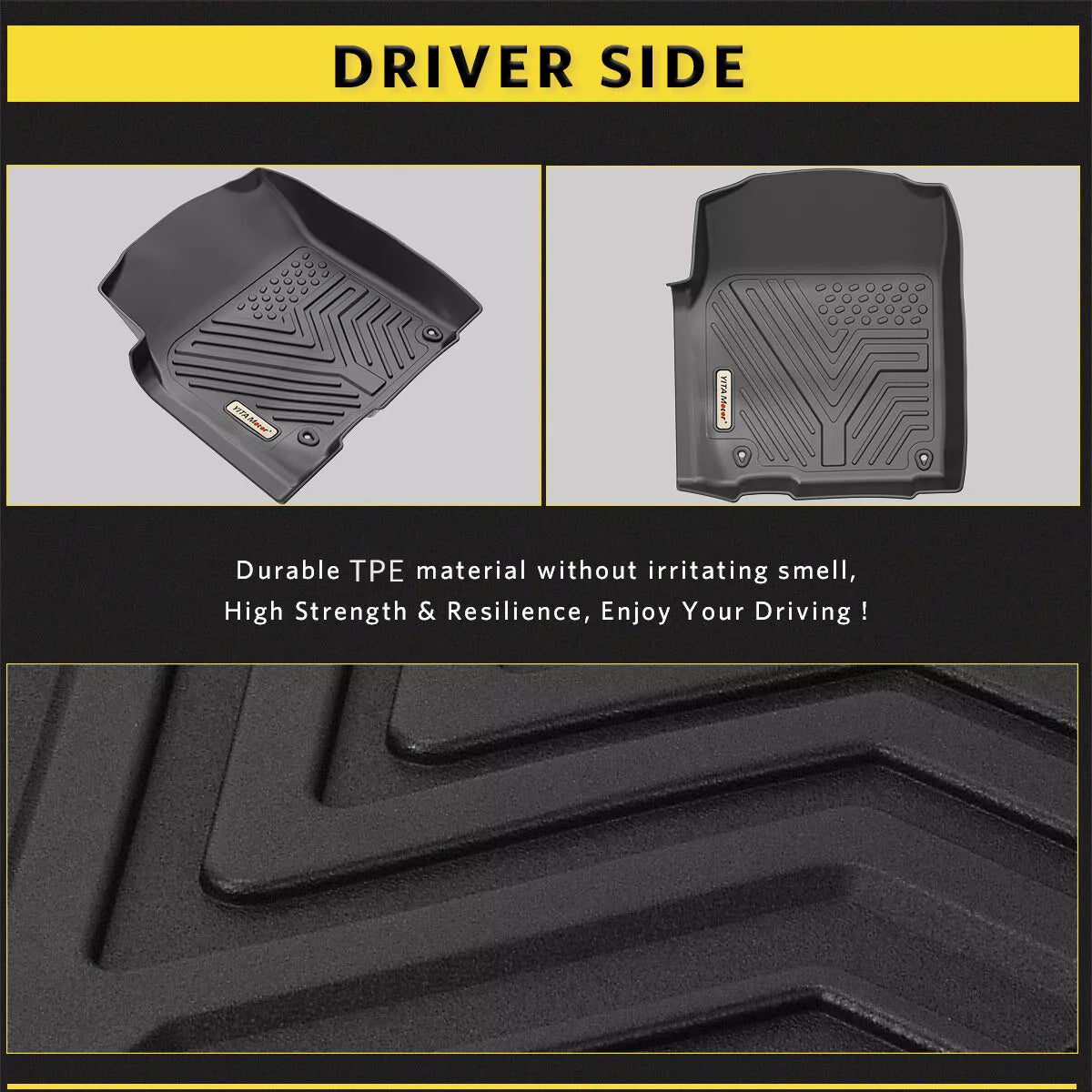 Floor Mat Liners for 2012-2018 Ram 1500 & 2019-2023 Classic Quad Cab All-Weather Anti-Slip